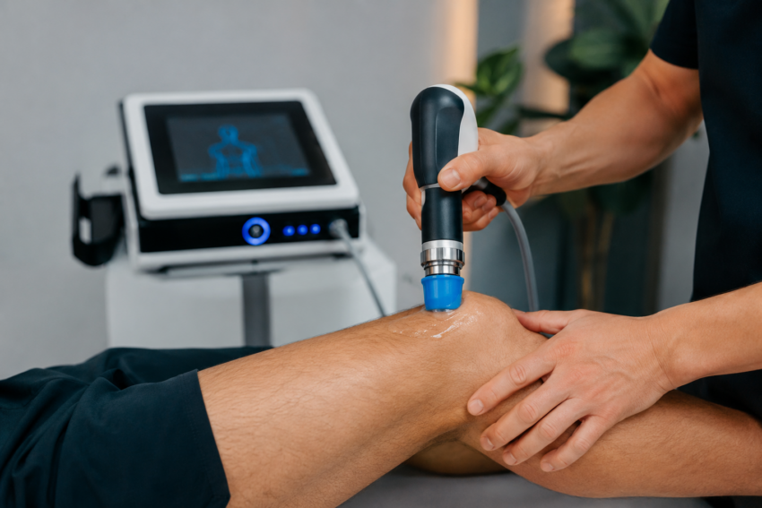 Εφαρμογή κρουστικού υπερήχου Shockwave Therapy σε πόνο γόνατος στη Χαλκίδα